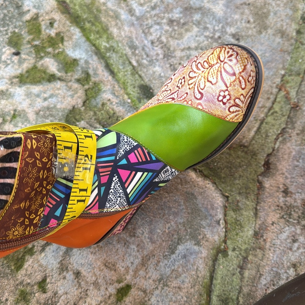 🩷 Made in Spain; Super Unique and Brand New! Vegan Leather Colorful Boots 9/40! - Picture 14 of 15